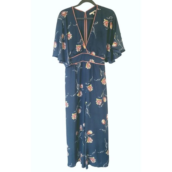 June and Hudson wide leg pant suit size 1X cropped floral hunter green pink - Picture 1 of 15